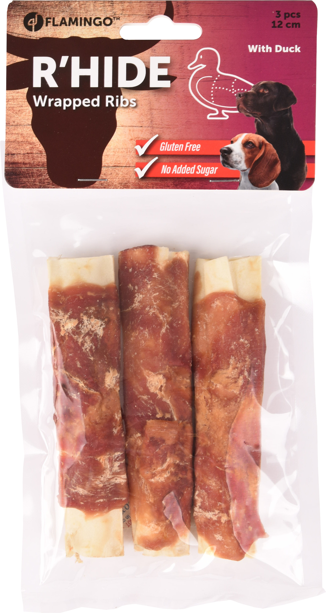 Flamingo Snacks R'Hide Costina  con anatra 12cm 30gr / 3 pzs 90gr