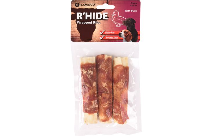 Flamingo Snacks R'Hide Costina  con anatra 12cm 30gr / 3 pzs 90gr