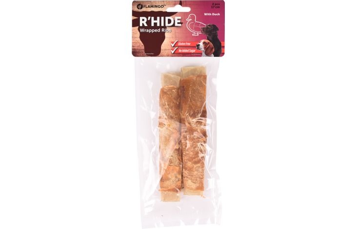 Flamingo Snack R'Hide Rib  met eend 17cm 55gr / 2 st 110gr