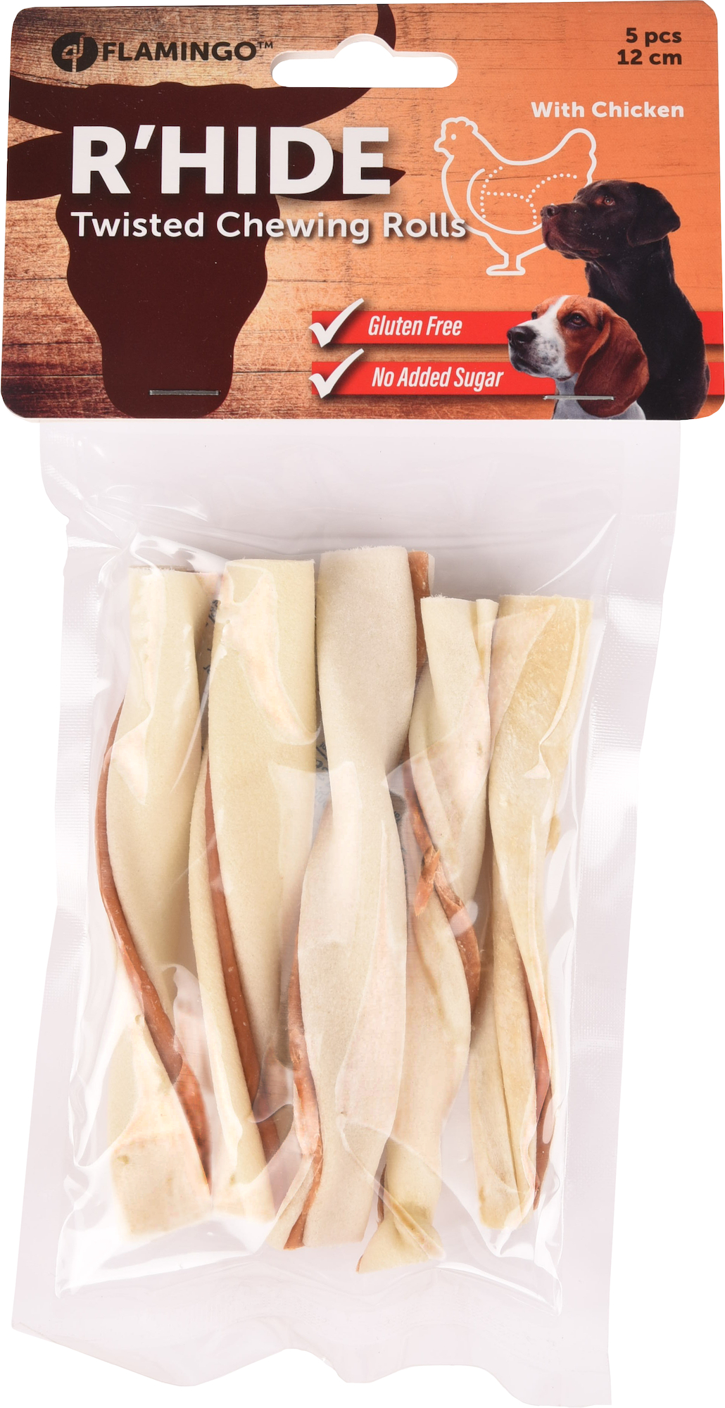 Flamingo Snacks R'Hide Chewing roll White with chicken 12cm 14gr / 5 pcs 70gr