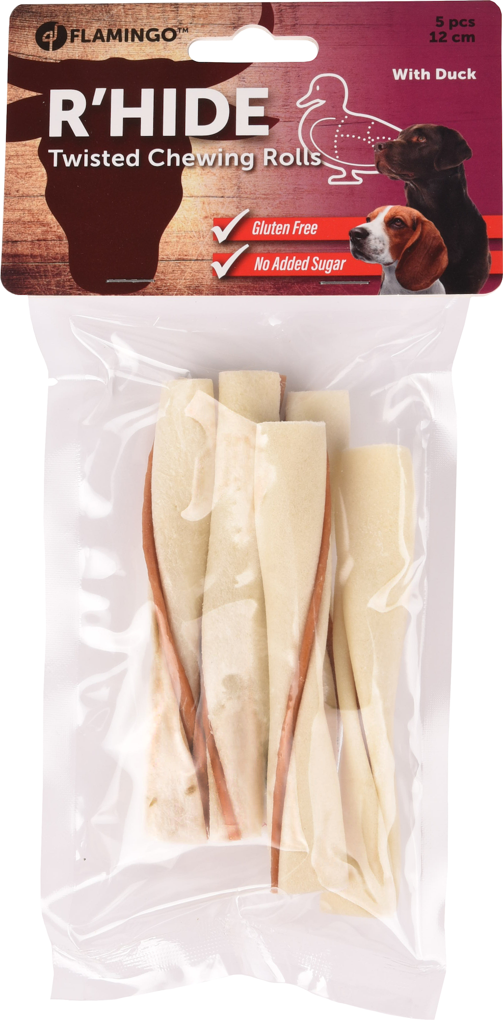 Flamingo Snacks R'Hide Chewing roll White with duck 12cm 14gr / 5 pcs 70gr