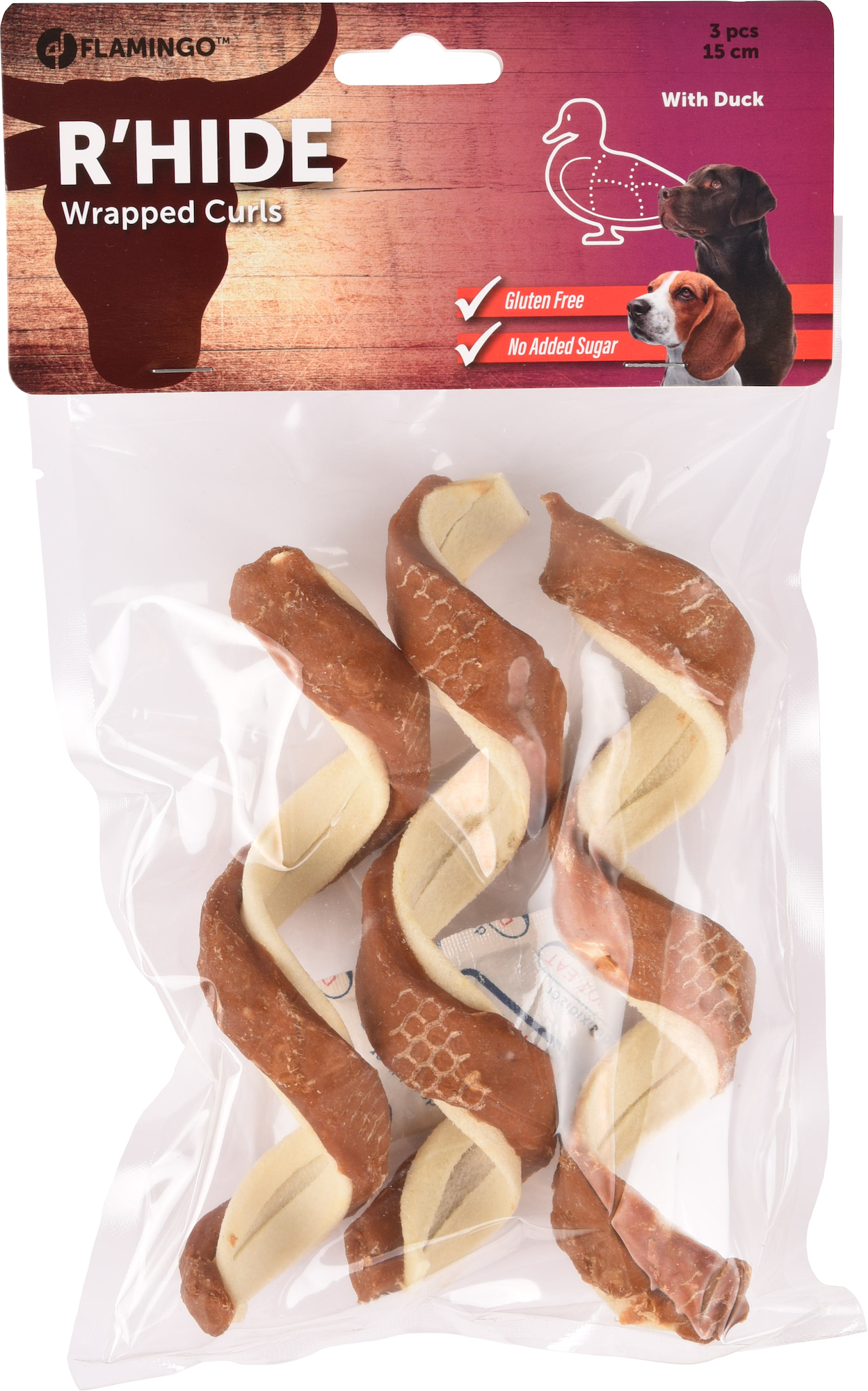 Flamingo Snacks R'Hide Spiral White with duck 15cm 37gr / 3 pcs 110gr