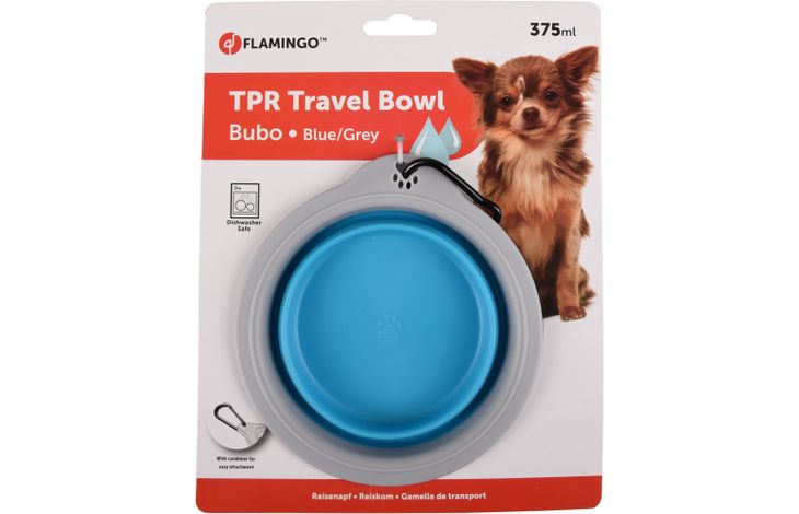 Flamingo Feeding and drinking bowl Bubo Round Blue & Grey