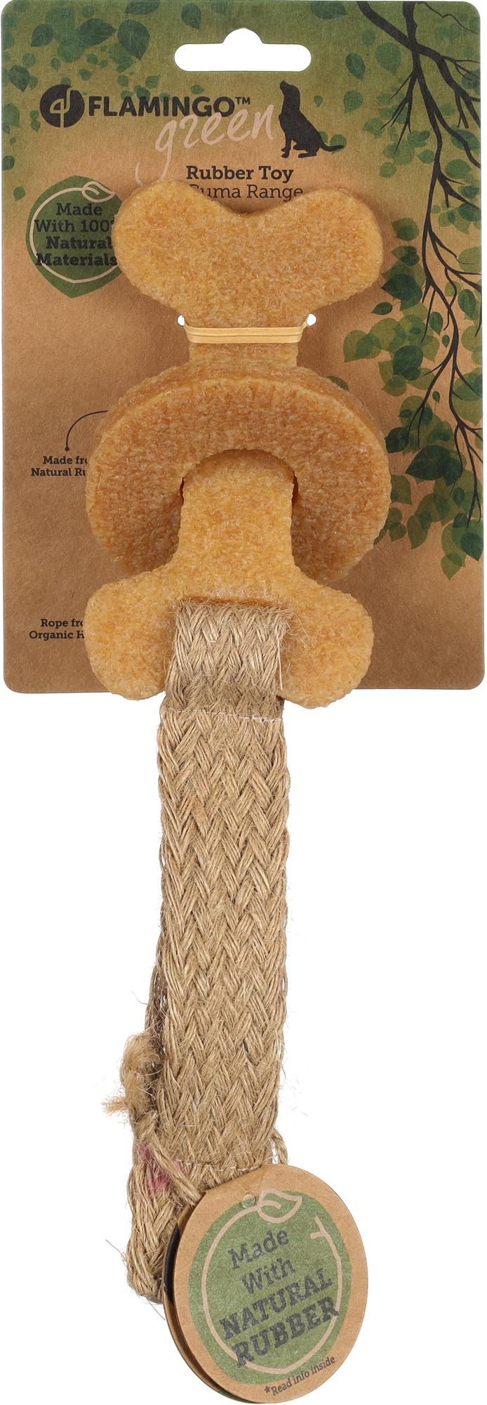 Flamingo Toy Guma Bone with rope Brown