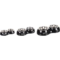 Flamingo Futter- und Trinknapf Duo Dinner Divar Schwarz & Silber