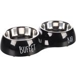 Futter- und Trinknapf Duo Dinner Divar Schwarz & Silber