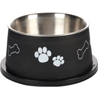 Flamingo Eet- en drinkpot Langorige Kena Rond Zwart & Zilver