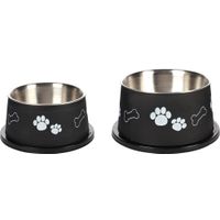 Flamingo Eet- en drinkpot Langorige Kena Rond Zwart & Zilver