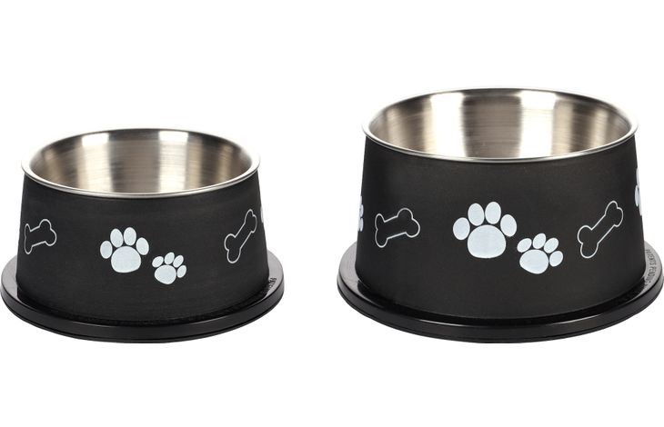 Flamingo Feeding and drinking bowl Long-eared Kena Round Black & Silver