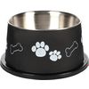 Feeding and drinking bowl Long-eared Kena Round Black & Silver