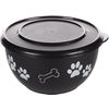 Feeding and drinking bowl with lid Kena Round Black & Silver