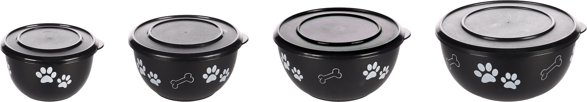 Flamingo Eet- en drinkpot met deksel Kena Rond Zwart & Zilver