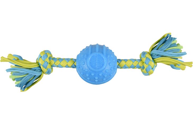 Flamingo Speelgoed Spector Touw met 2 knopen met bal Blauw