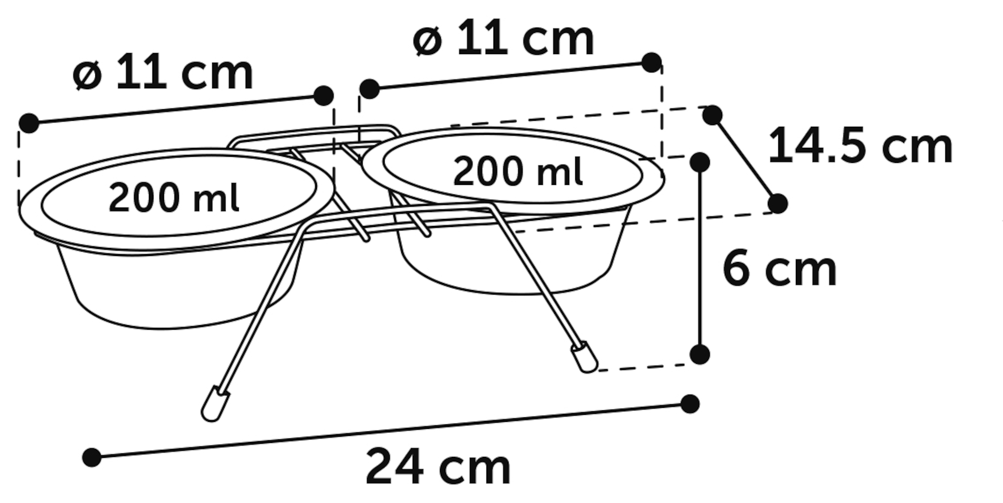 Flamingo Feeding and drinking bowl Duo dinner stand Arjun Red & Silver & Black