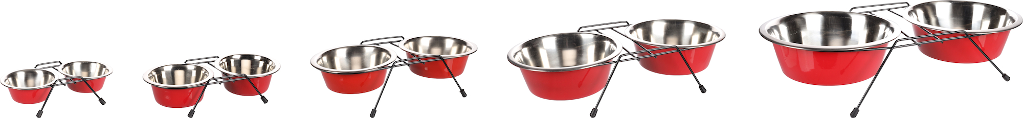 Flamingo Feeding and drinking bowl Duo dinner stand Arjun Red & Silver & Black