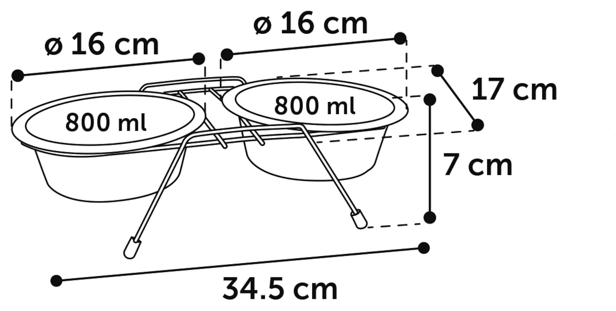 Flamingo Feeding and drinking bowl Duo dinner stand Arjun Red & Silver & Black