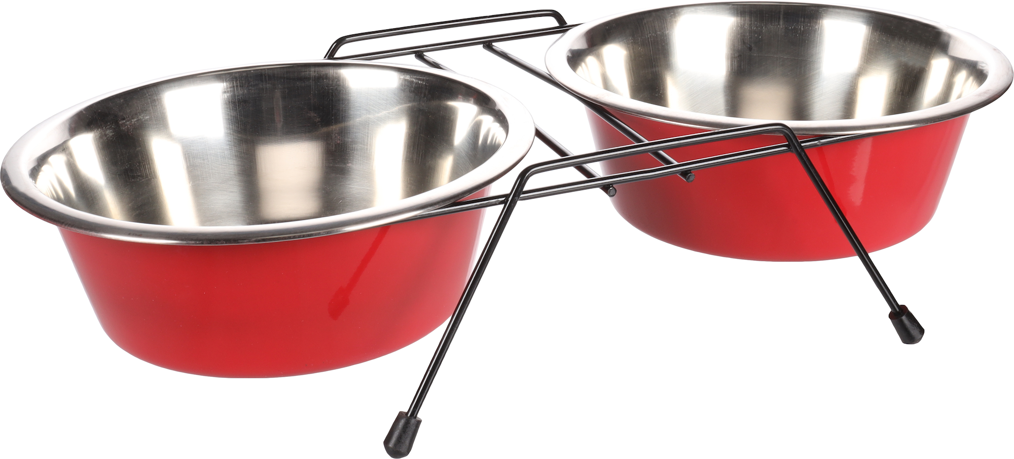 Flamingo Feeding and drinking bowl Duo dinner stand Arjun Red & Silver & Black