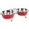 Feeding and drinking bowl Duo dinner stand Arjun Red & Silver & Black