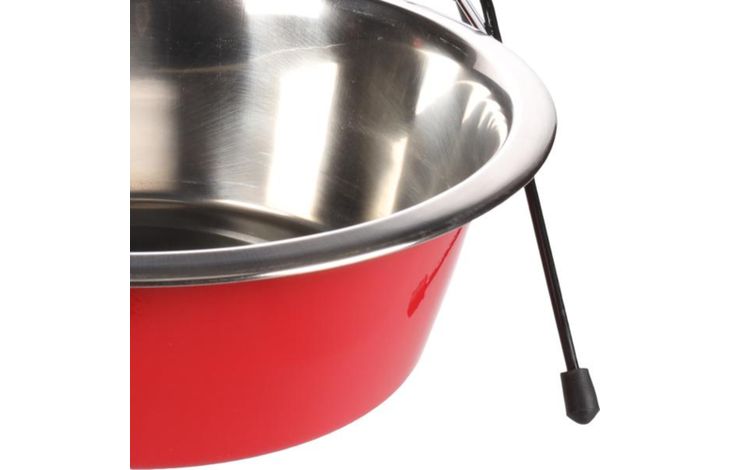 Flamingo Feeding and drinking bowl Duo dinner stand Arjun Red & Silver & Black