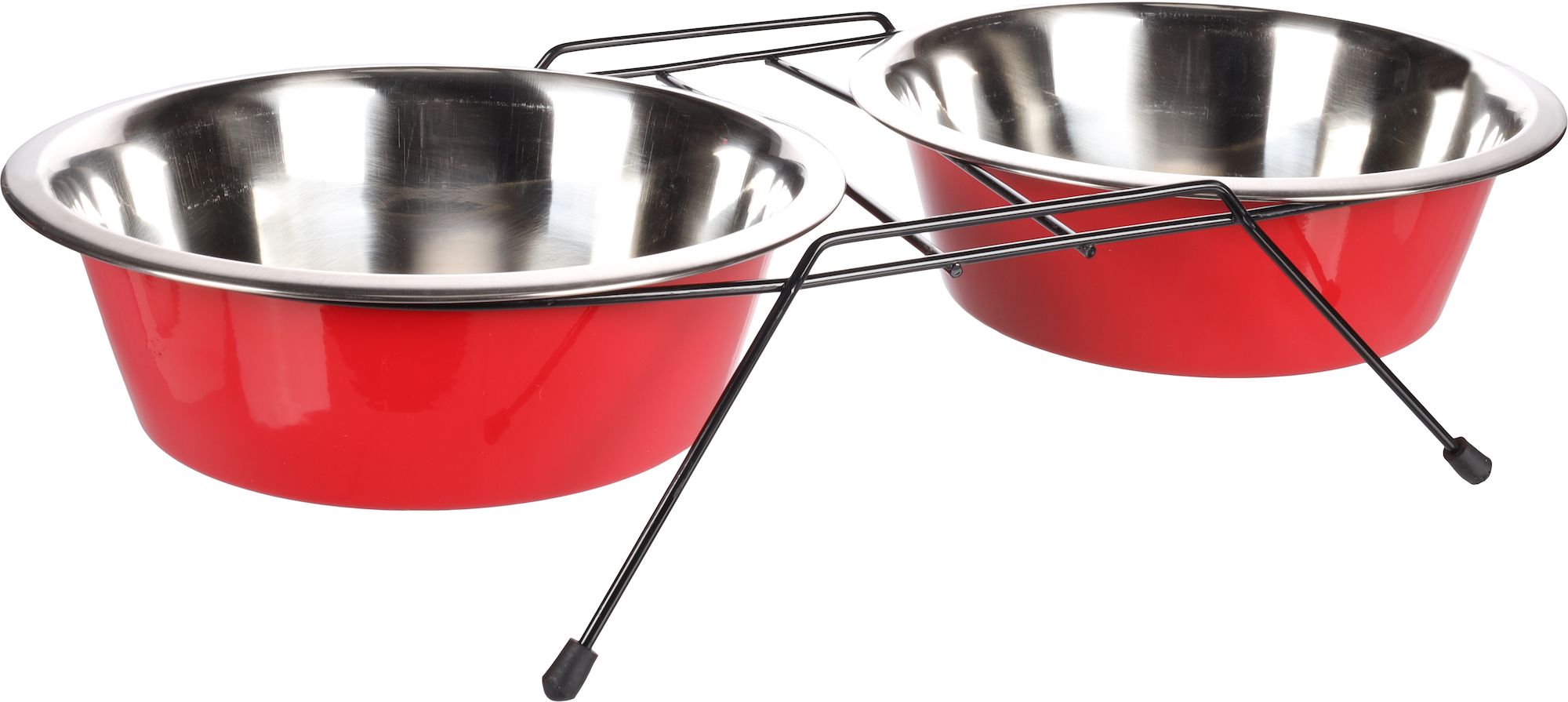 Flamingo Feeding and drinking bowl Duo dinner stand Arjun Red & Silver & Black