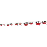 Flamingo Feeding and drinking bowl Duo dinner stand Arjun Red & Silver & Black