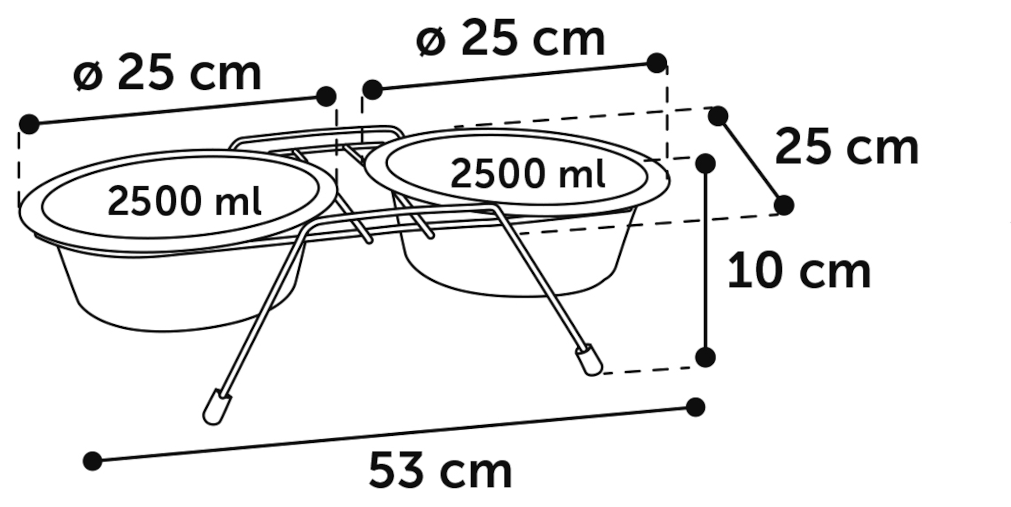 Flamingo Feeding and drinking bowl Duo dinner stand Arjun Red & Silver & Black