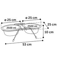 Flamingo Feeding and drinking bowl Duo dinner stand Arjun Red & Silver & Black