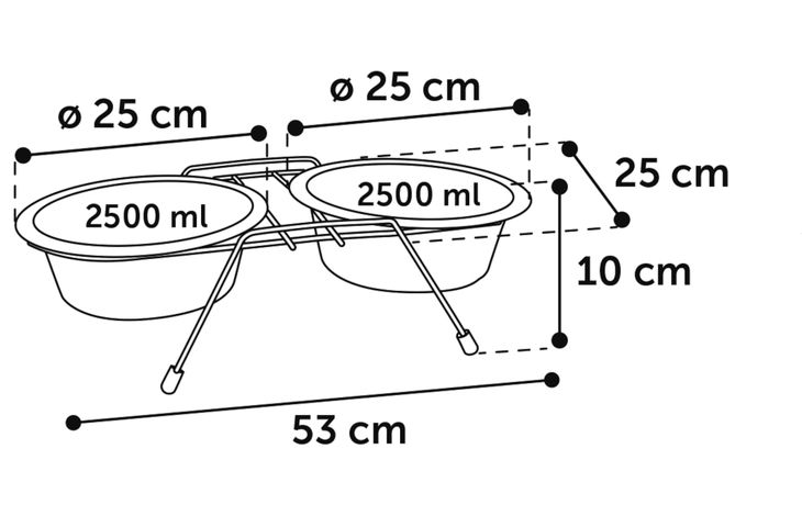 Flamingo Feeding and drinking bowl Duo dinner stand Arjun Red & Silver & Black