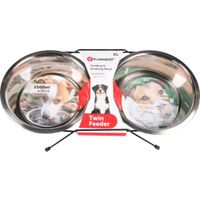 Flamingo Feeding and drinking bowl Duo dinner stand Arjun Red & Silver & Black