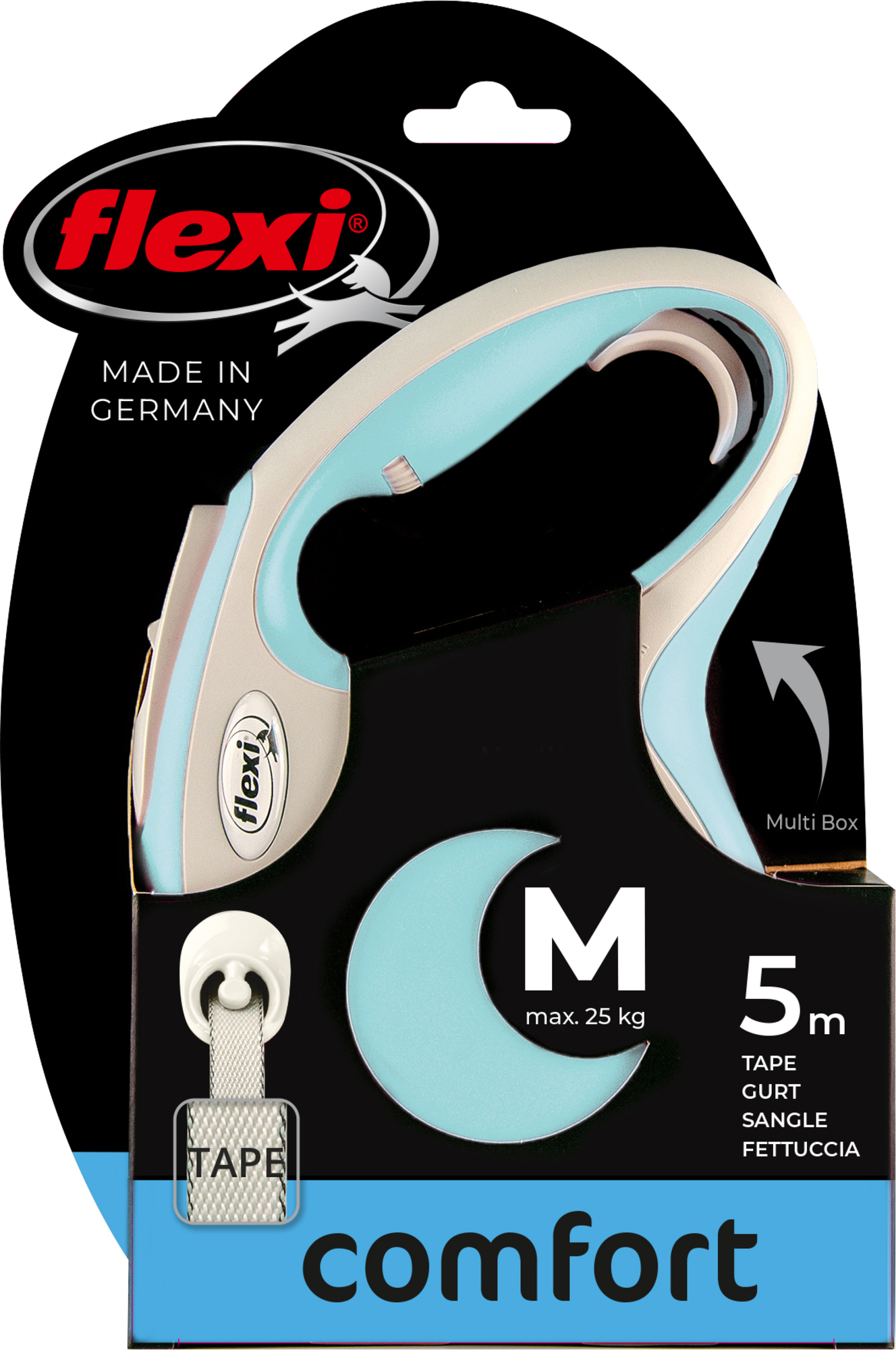 Flexi Flexi Retractable leash New Comfort Tape Light blue