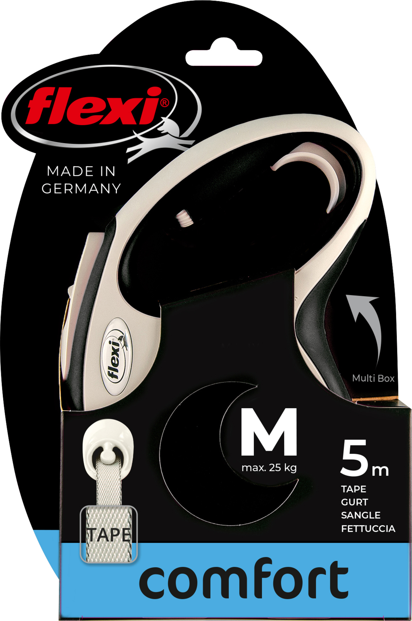 Flexi Flexi Retractable leash New Comfort Tape Black