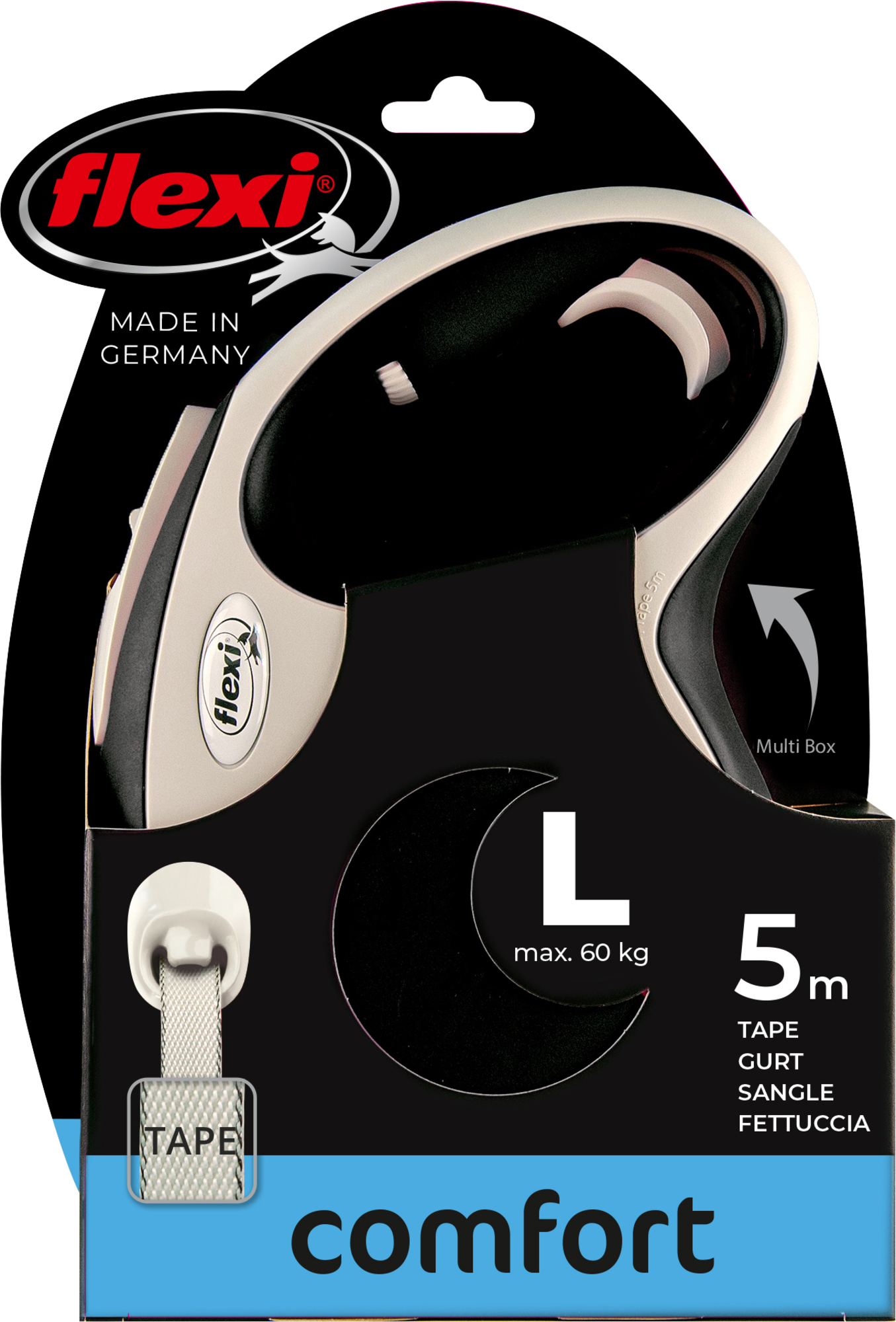 Flexi Flexi Retractable leash New Comfort Tape Black