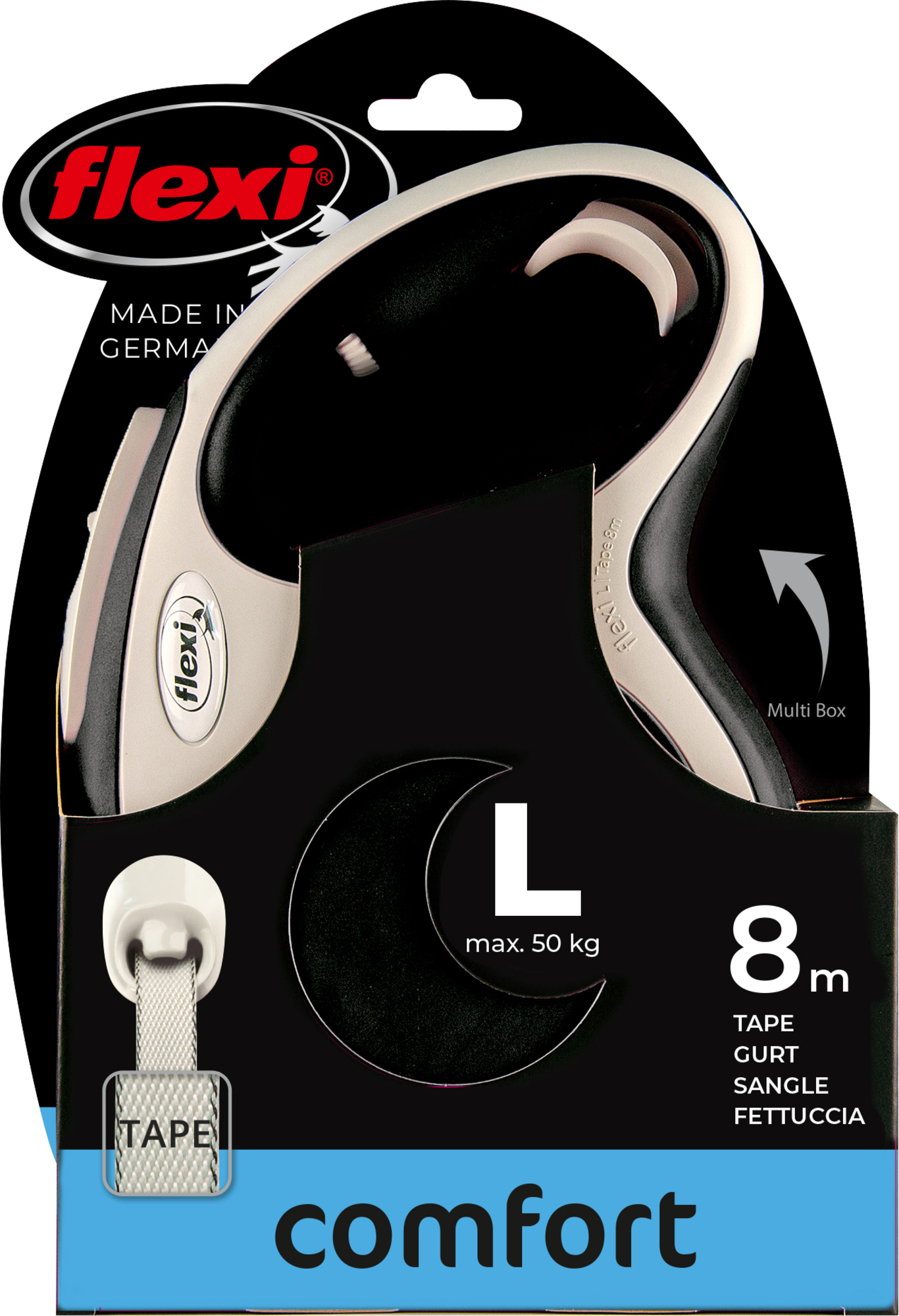 Flexi Flexi Retractable leash New Comfort Tape Black