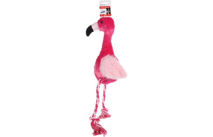 Flamingo Speelgoed Rovy Flamingo Met touw Magenta Lichtroze Zwart Wit
