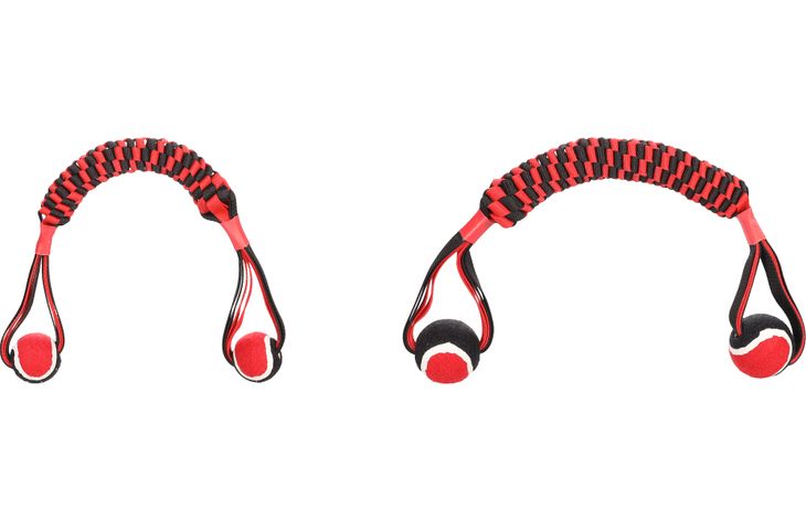 Flamingo Juguete Movas Cuerda para tirar & Palo Tejido con pelota de tenis Rojo & Negro