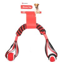 Flamingo Juguete Movas Cuerda para tirar & Palo Tejido con pelota de tenis Rojo & Negro