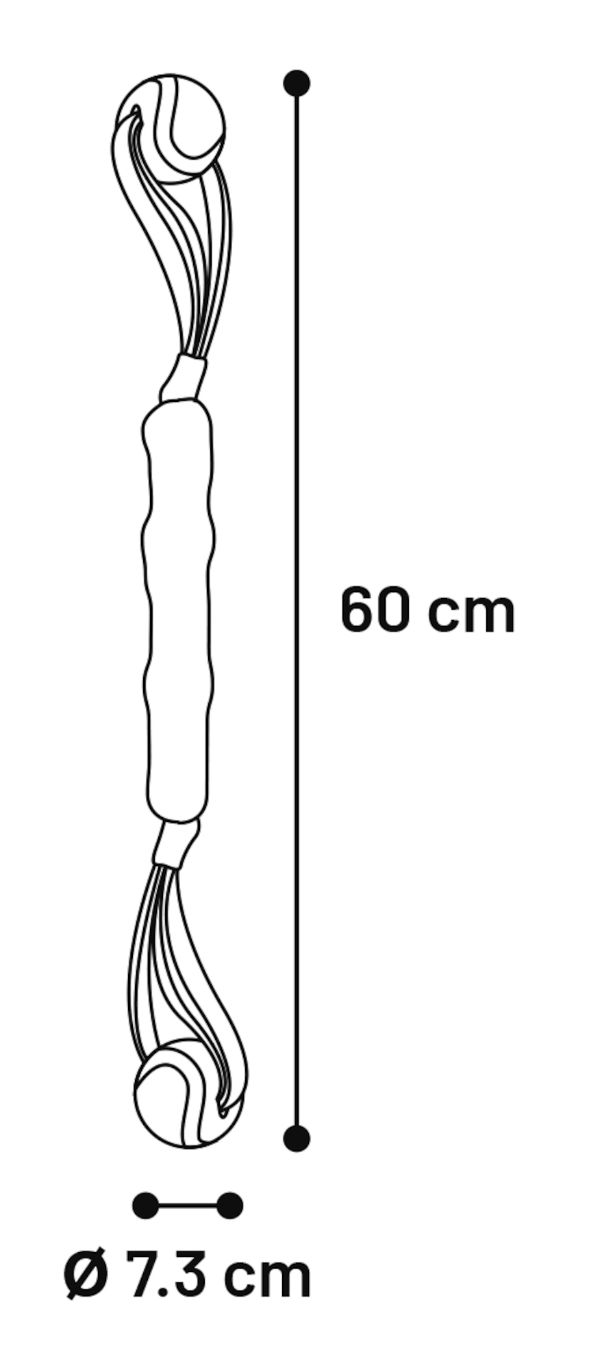 Flamingo Spielzeug Movas Zerrseil & Stick Gewebt mit Tennisball Rot & Schwarz