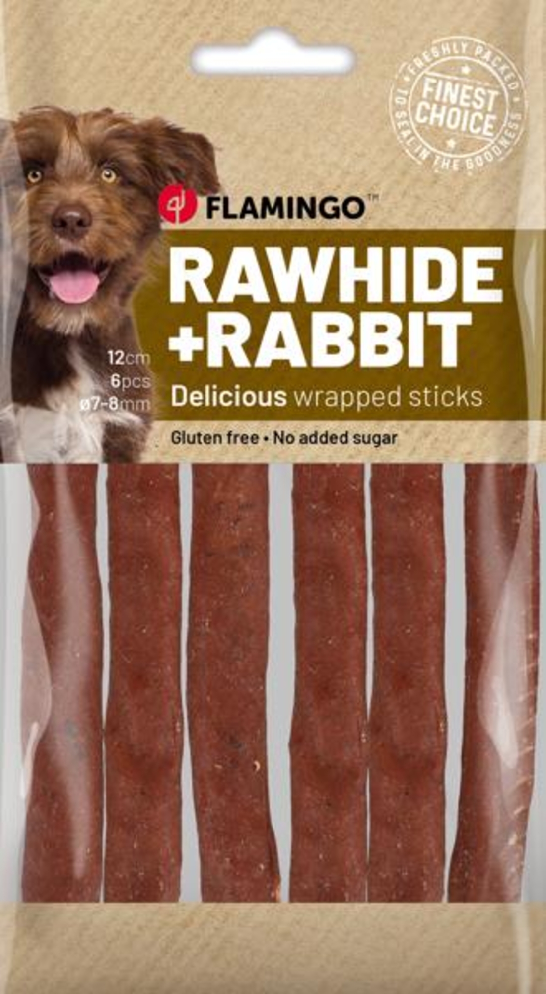 Flamingo Snack R'Hide Staaf Wit met konijn 12cm 12gr / 6 st 70gr