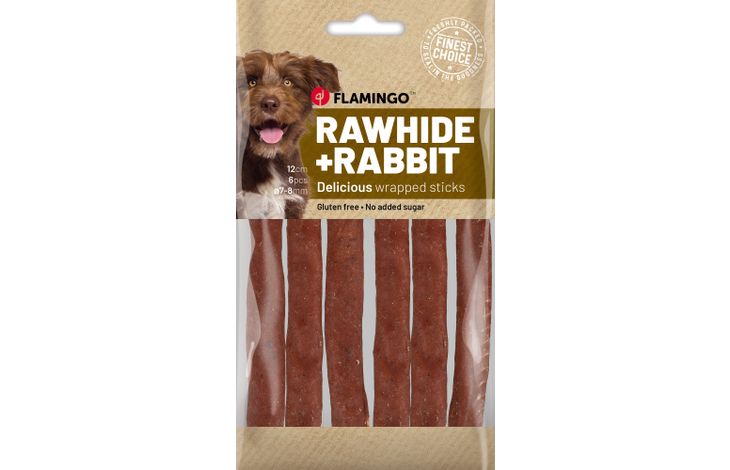 Flamingo Snack R'Hide Staaf Wit met konijn 12cm 12gr / 6 st 70gr