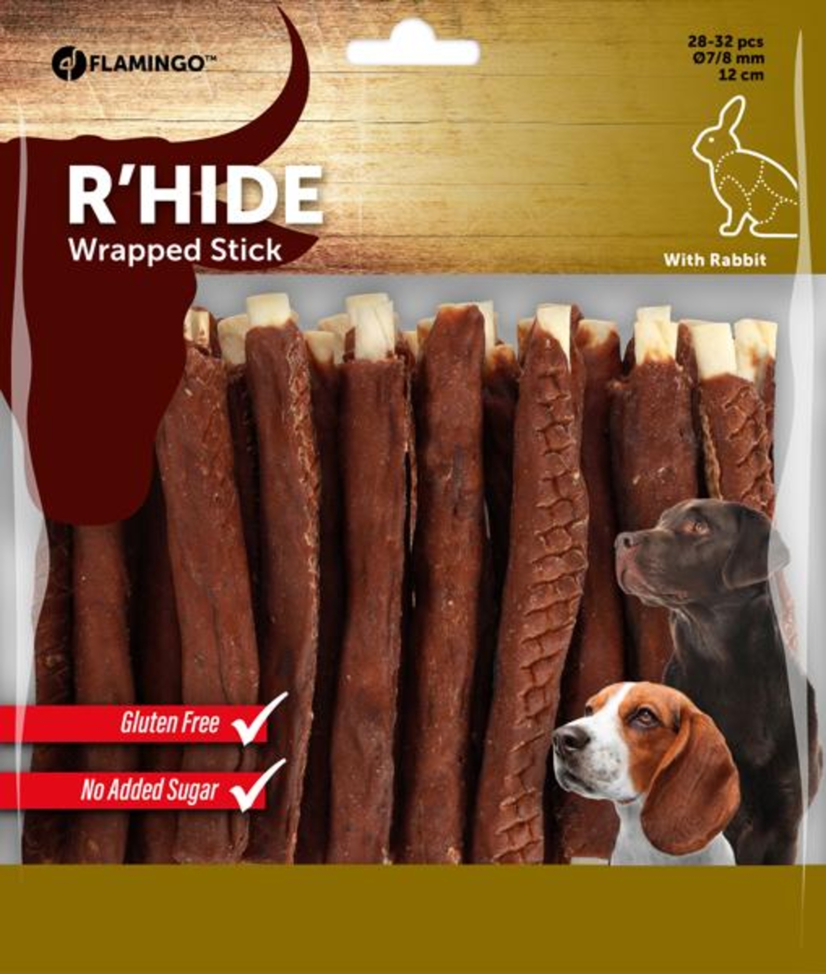 Flamingo Snacks R'Hide Stick White with rabbit 12cm 11-12,5gr / 28-32 pcs 350gr