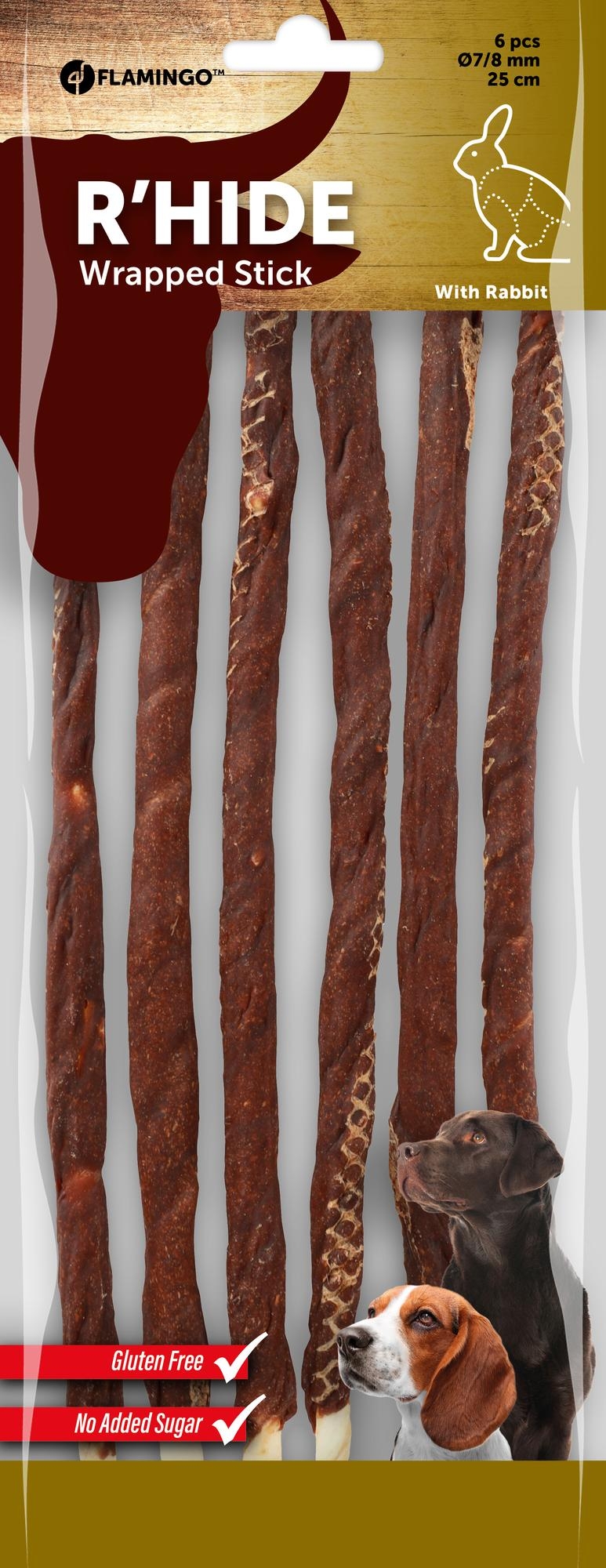 Flamingo Snacks R'Hide Stick White with rabbit 25cm 20-22gr / 6 pcs 130gr