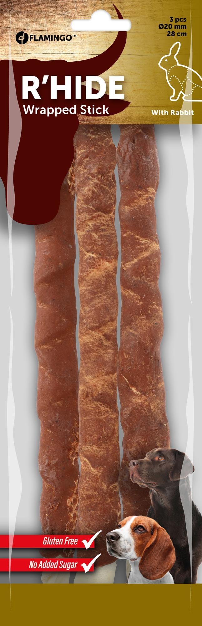 Flamingo Snacks R'Hide Stick Weiß mit Kaninchen 28cm 120gr / 3 st 280gr