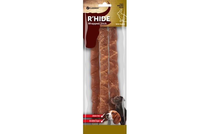 Flamingo Snacks R'Hide Stick Weiß mit Kaninchen 28cm 120gr / 3 st 280gr