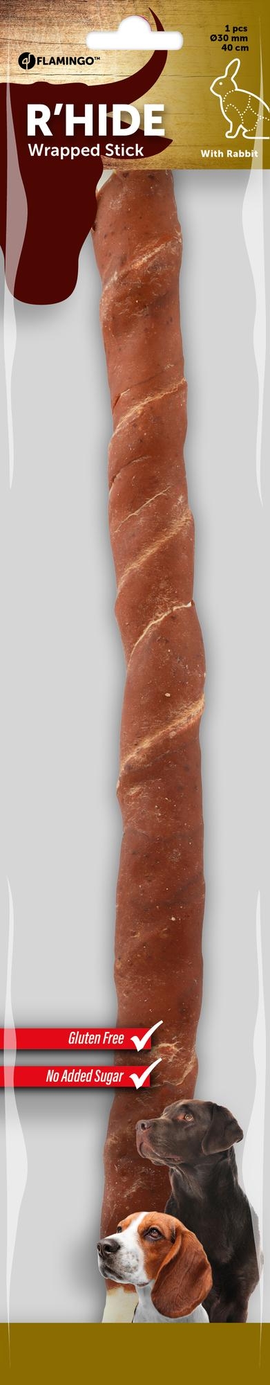 Flamingo Snack R'Hide Staaf Wit met konijn 40cm 190gr