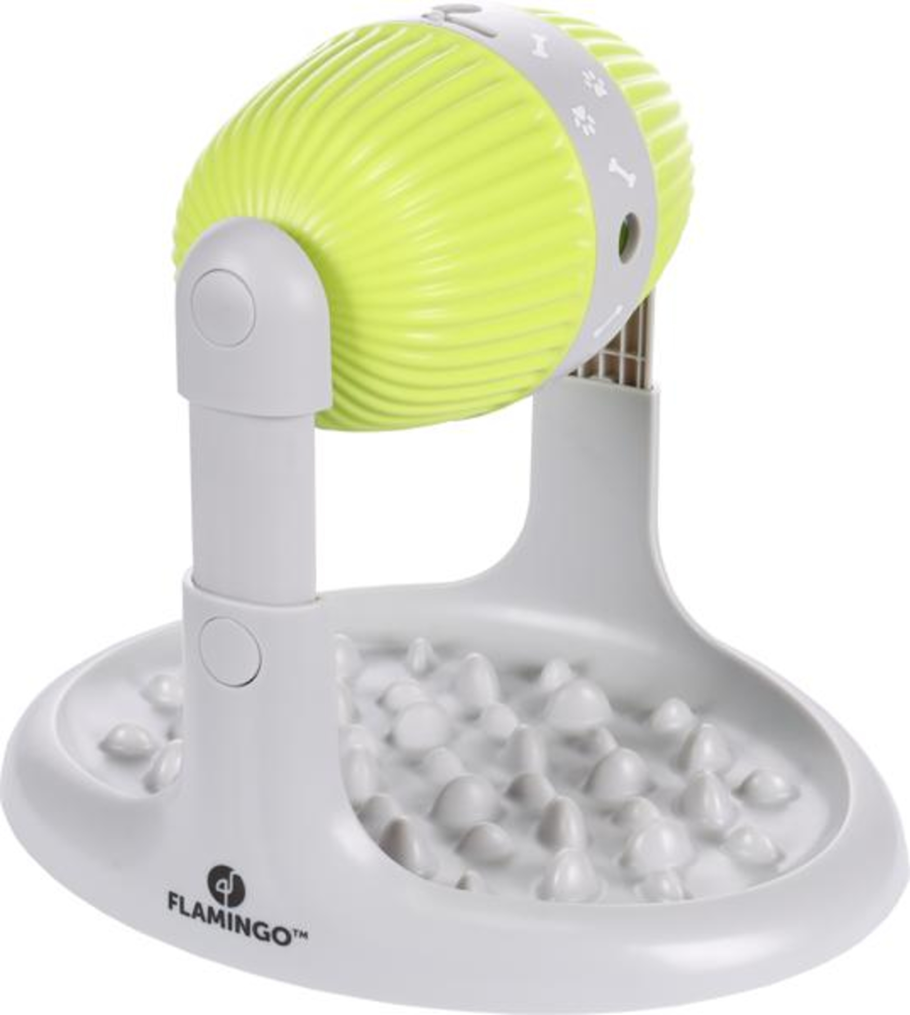 Flamingo Toy Bent Treat dispenser Lime green