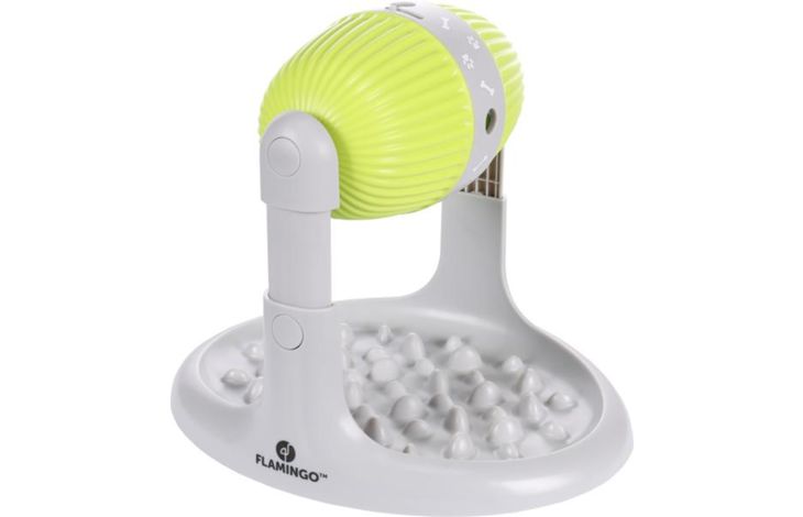 Flamingo Toy Bent Treat dispenser Lime green