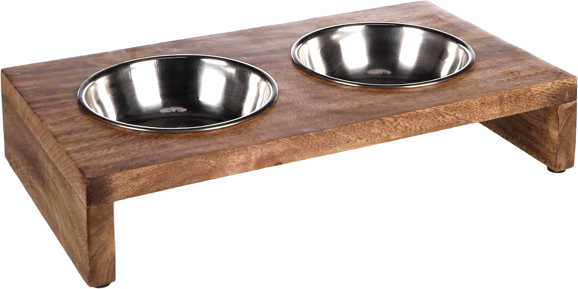 Flamingo Feeding and drinking bowl Duo dinner stand Kato Rectangle Silver & Brown