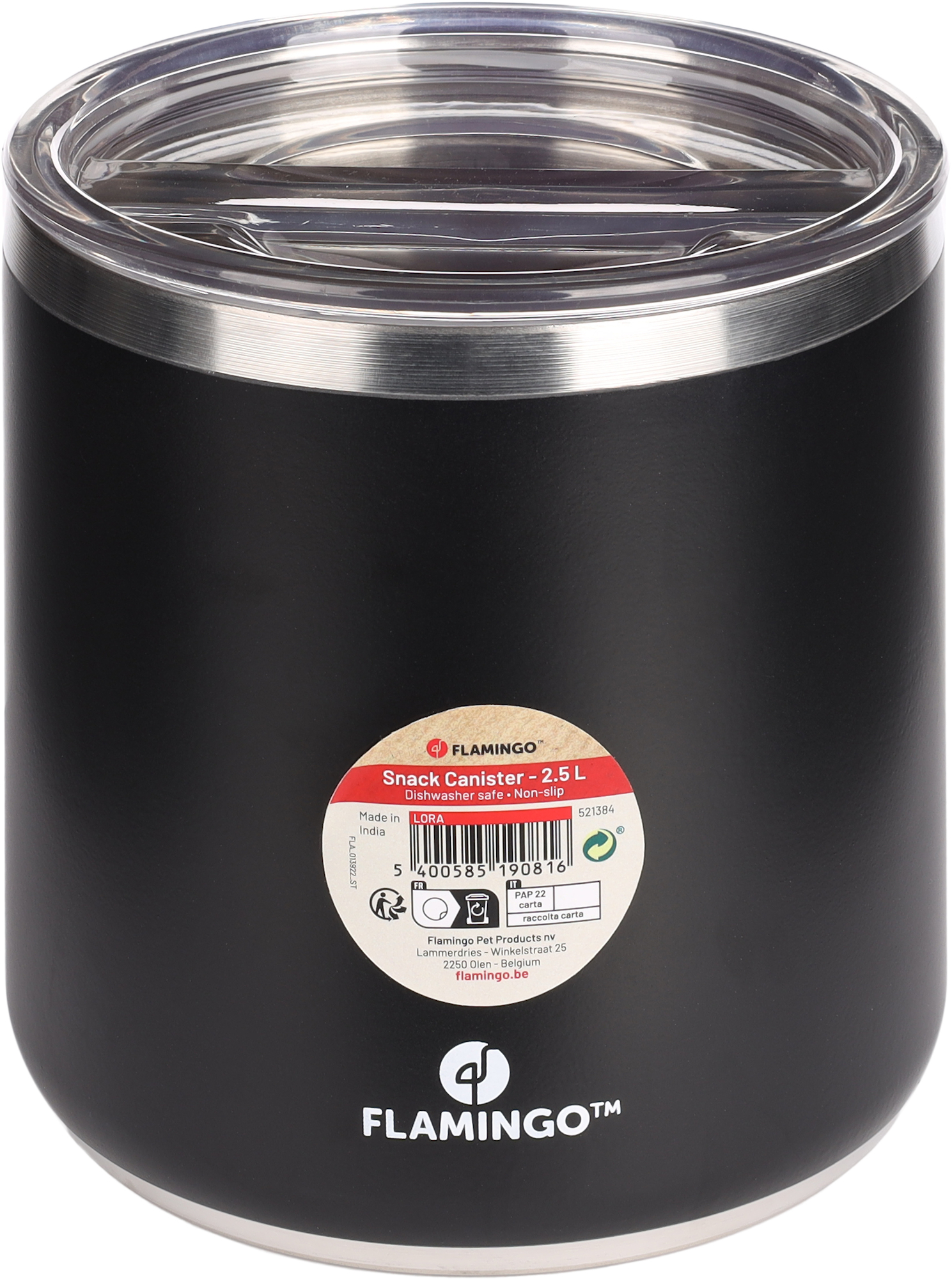 Flamingo Snack box Lora Round Black