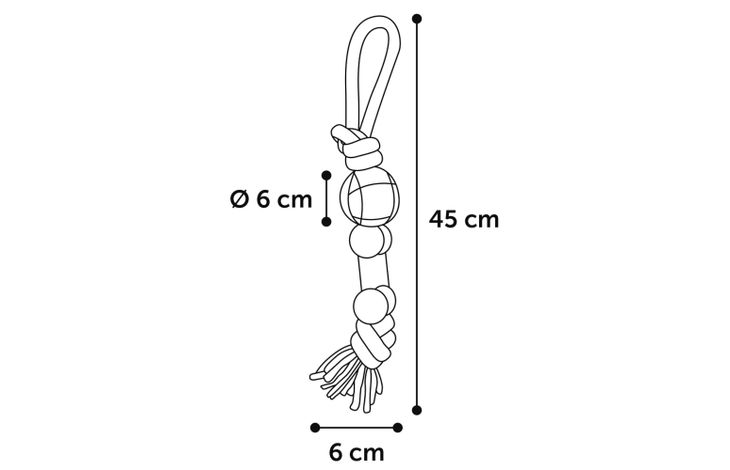 Flamingo Toy Vinta Tug rope & Bone with 2 knots with ball Mix