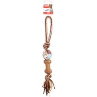 Flamingo Toy Vinta Tug rope & Bone with 2 knots with ball Mix